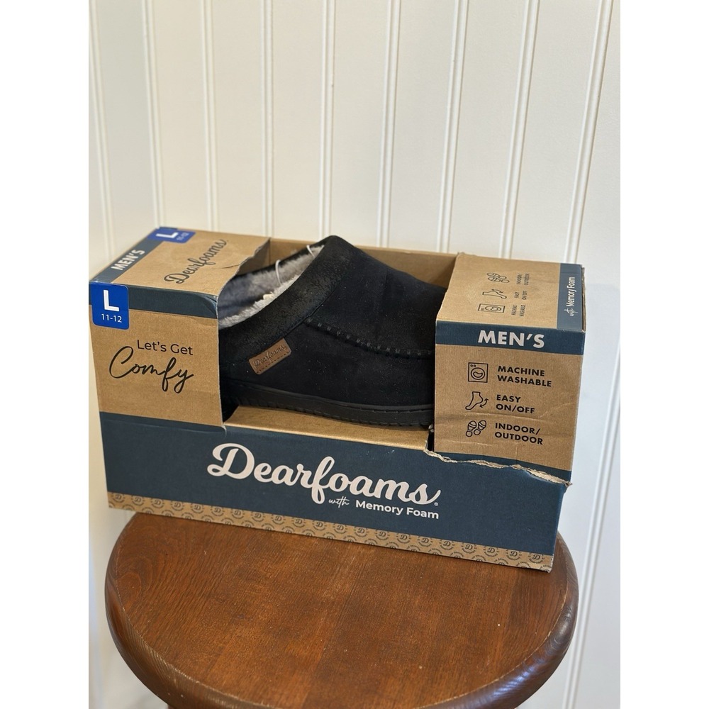 Men's memory DEARFOAM Slippers Black Size L / 11-12 flexible waterproof  outsole